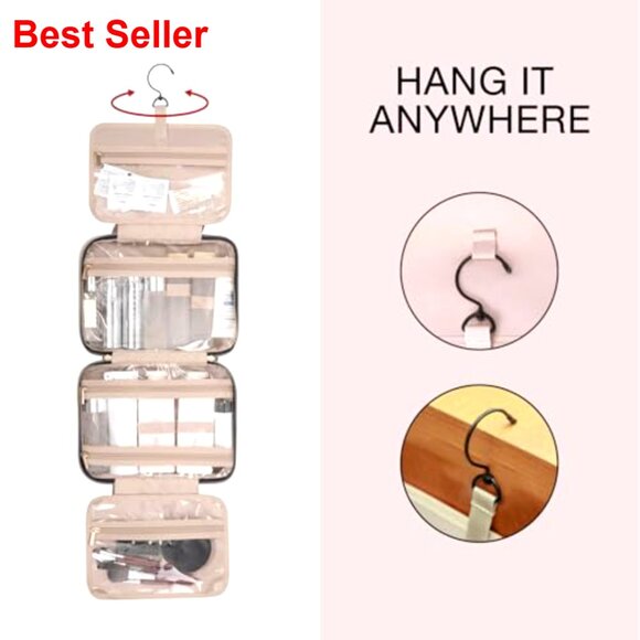 Medium Water-Resistant Hanging Toiletry Bag with 4 Compartments for Travel - Picture 3 of 6